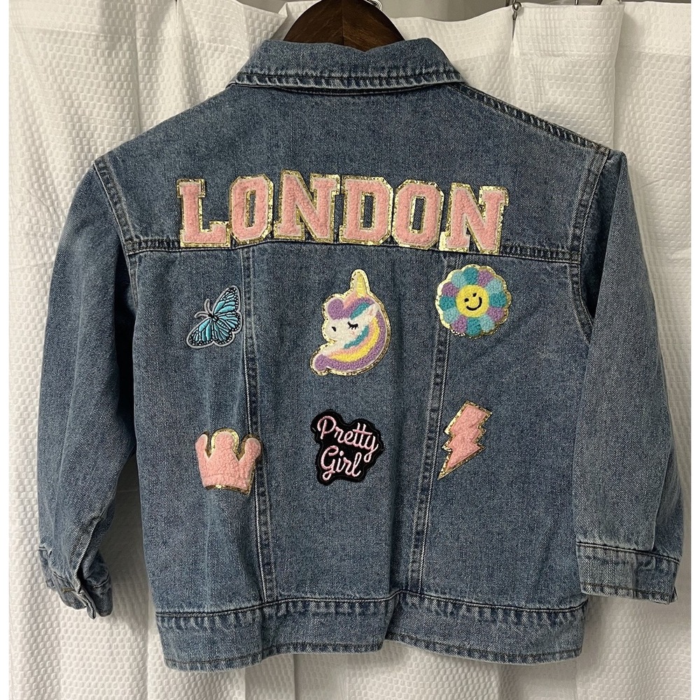 Vintage Denim Jacket Trucker 80s 90s LONDON‎ Personalized Name